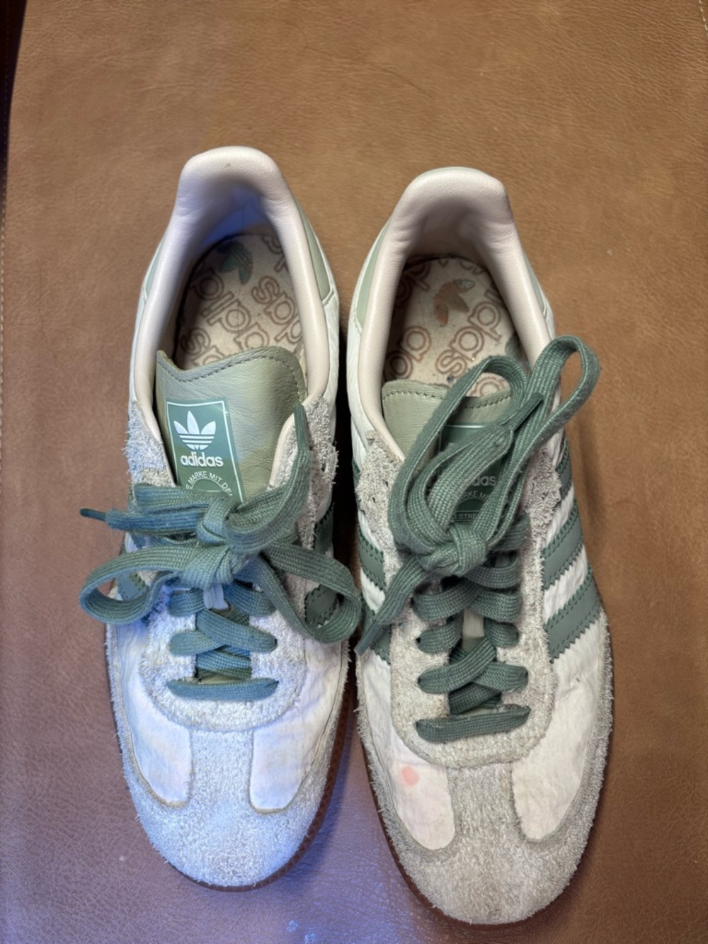 adidas Light Green and Cream Suede Gazelle Sneakers